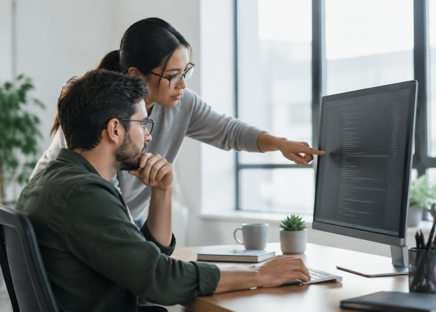 Two engineers reviewing the integration